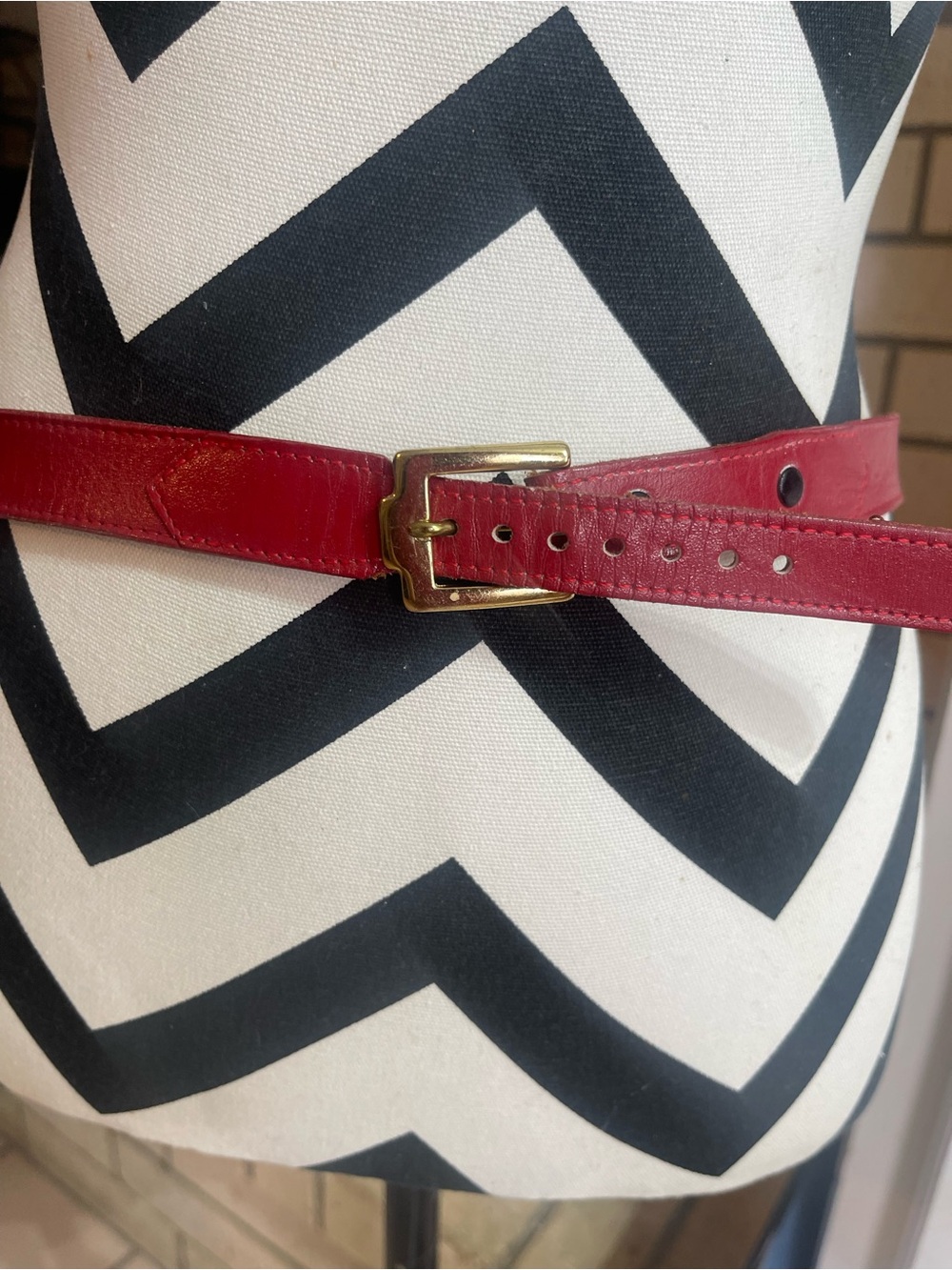 Justin Boots Women's 34 Red Leather Belt Skinny Top Grain Cowhide USA  Western
